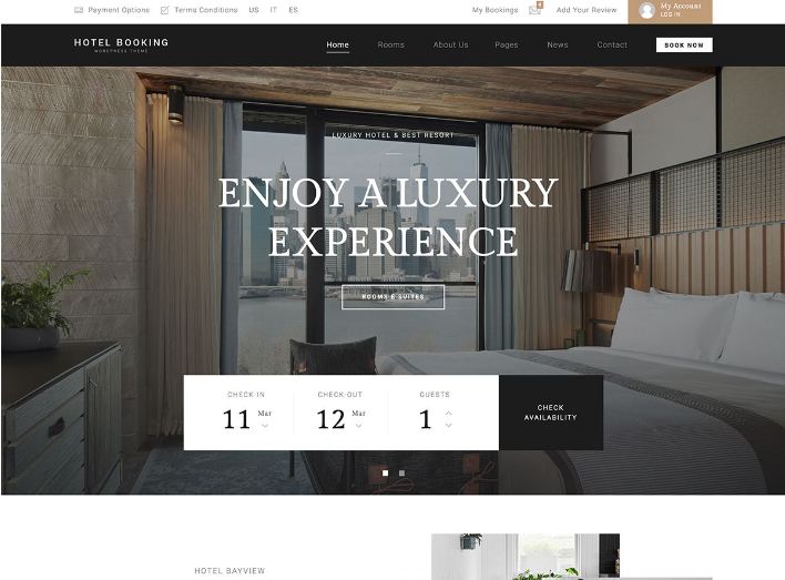 HotelBooking - mẫu website đặt phòng phong cách
