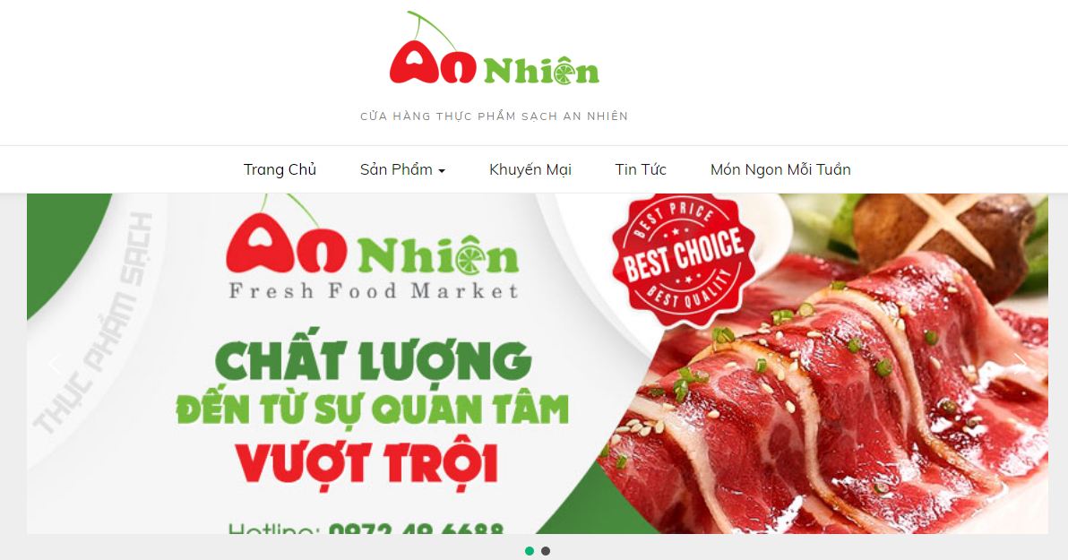 An nhiên - website bán đồ ăn trực tuyến