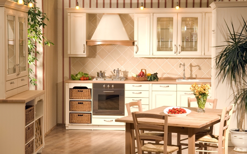 trang trí phòng bếp đẹp với chất liệu tự nhiên