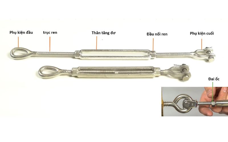 Cấu tạo của tăng đơ cáp thép  