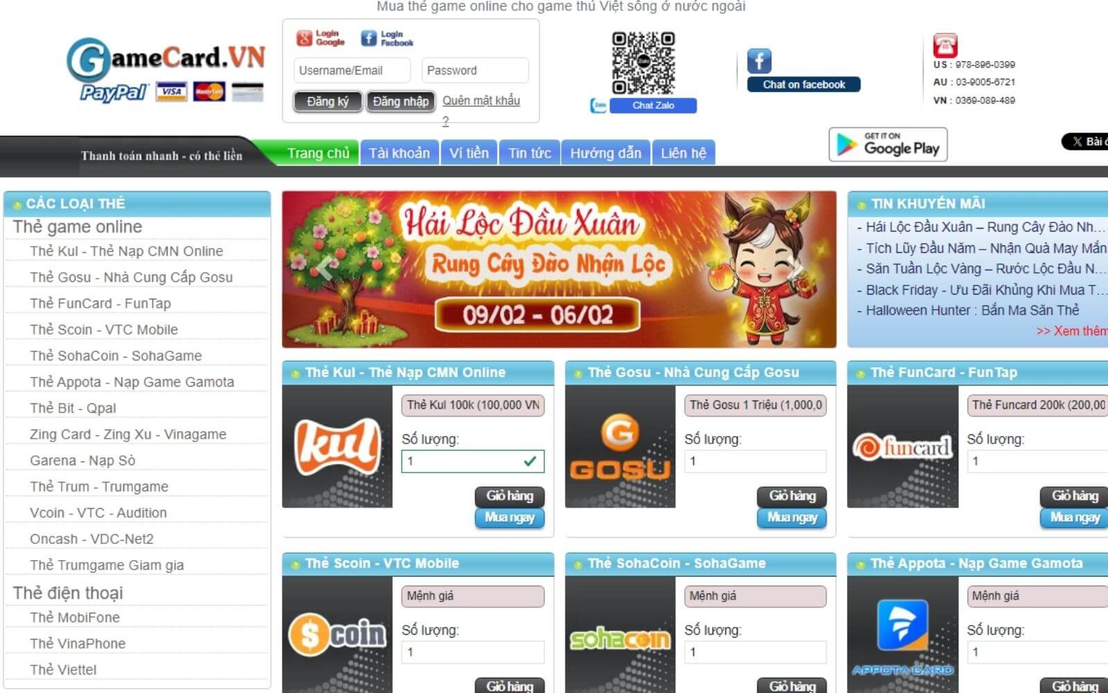 Gamecard.vn - web mua thẻ game online uy tín